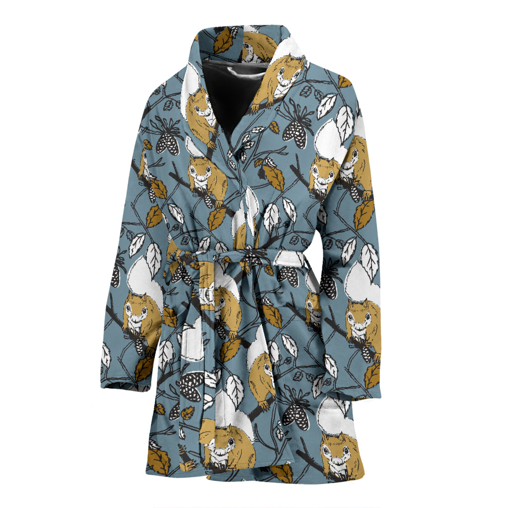 Squirrel Print Design LKS305 Women Bathrobe