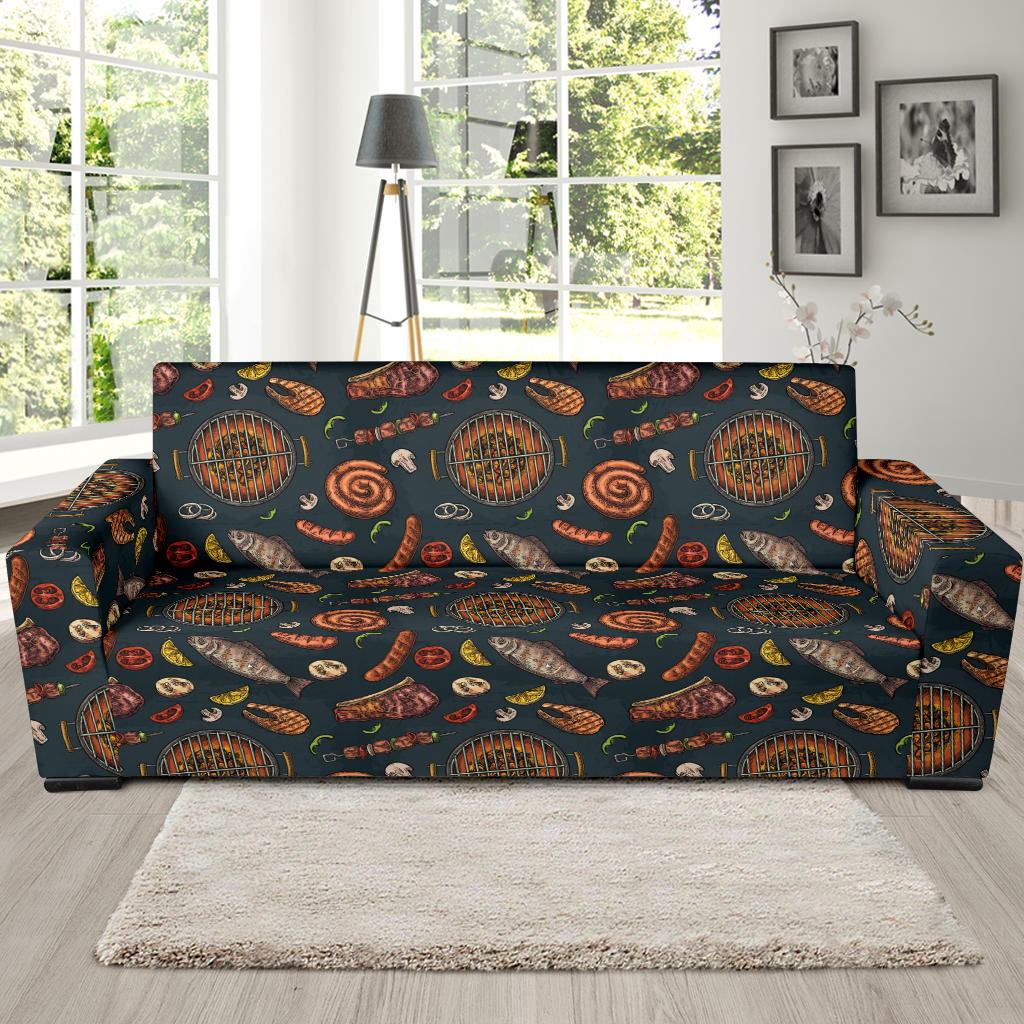 Barbecue Pattern Print Design 02 Sofa Slipcover