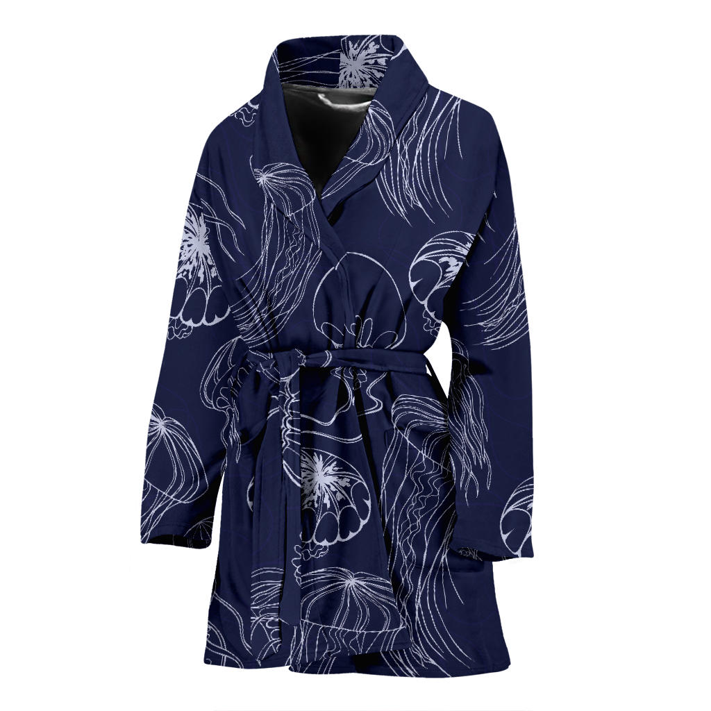 Jellyfish Pattern Print Design 05 Women Bathrobe