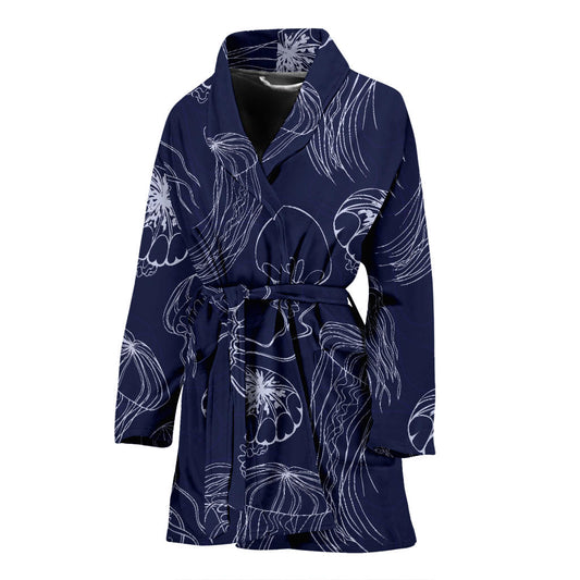 Jellyfish Pattern Print Design 05 Women Bathrobe