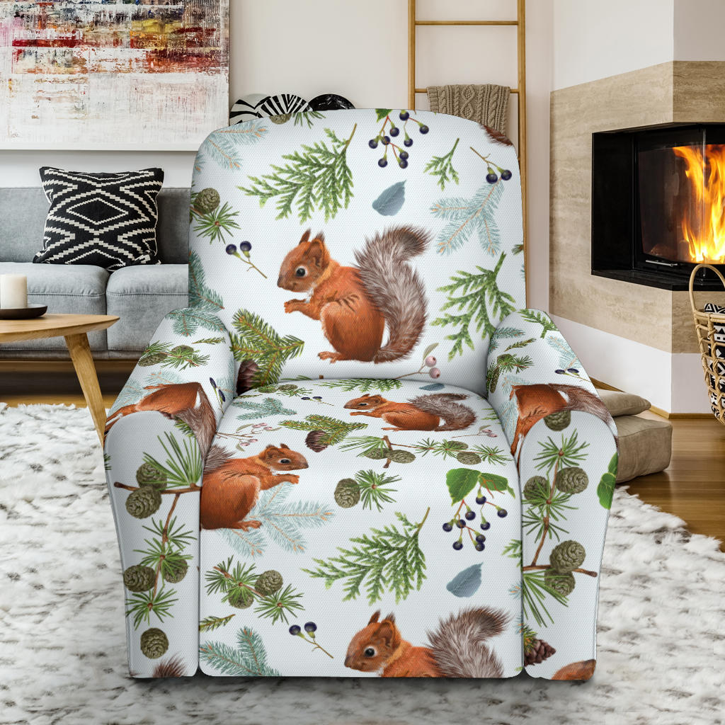 Squirrel Print Design LKS308 Recliner Slipcover with Pocket