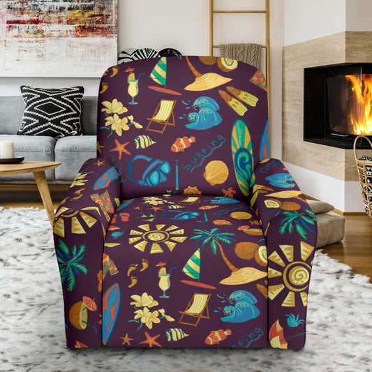 Aloha Hawaii Pattern Print Design 01 Recliner Slipcover with Pocket