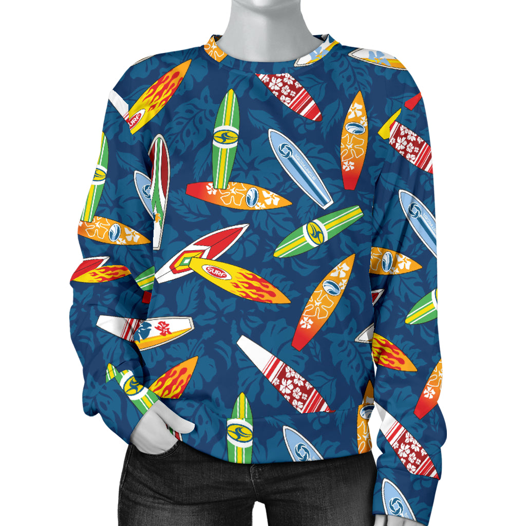 Surfboard Pattern Print Women Long Sleeve Sweatshirt