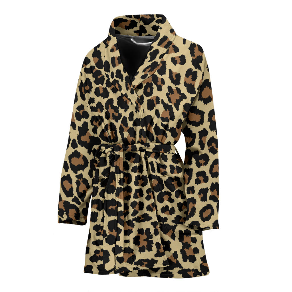 Cheetah Pattern Print Design 02 Women Bathrobe