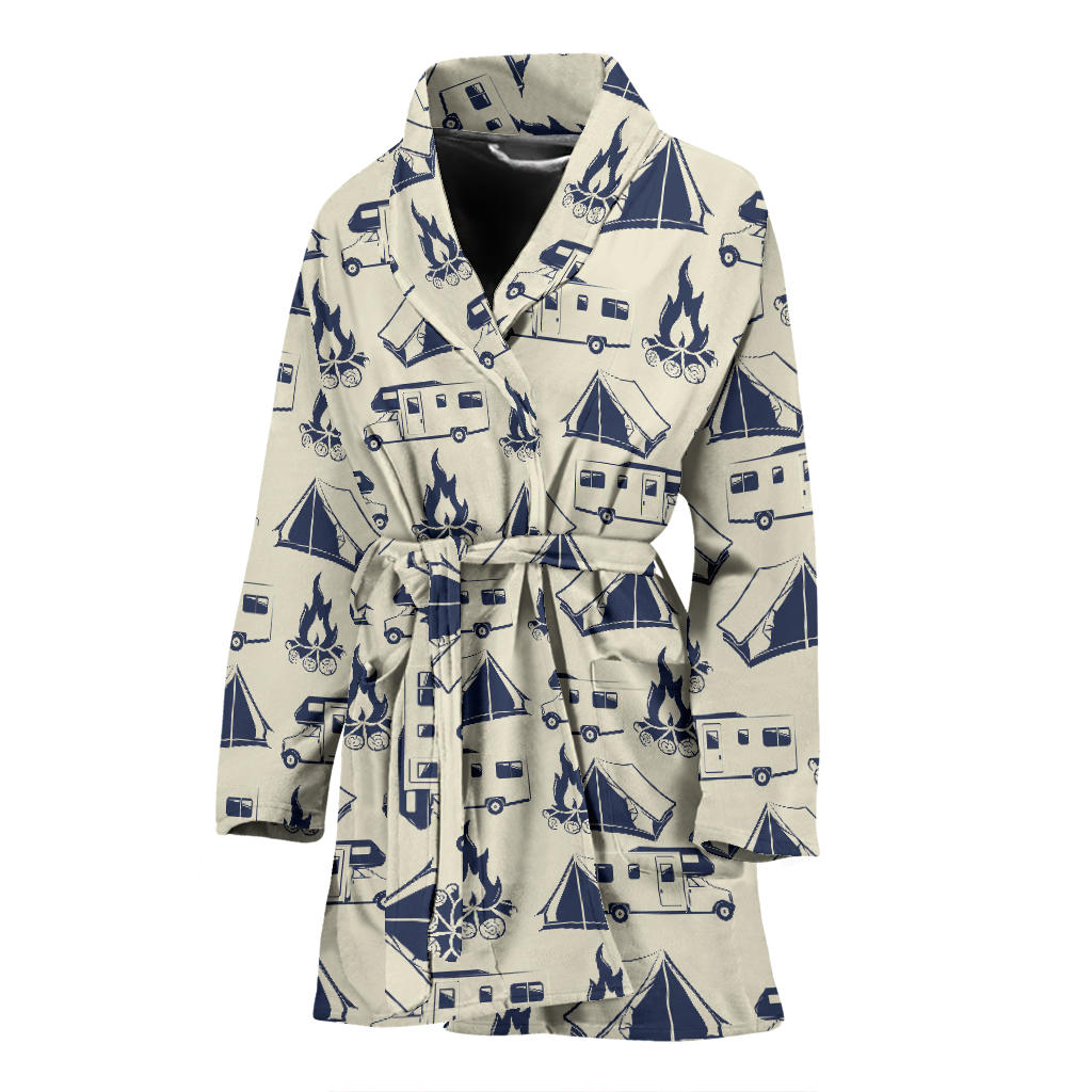 Campfire Pattern Print Design 01 Women Bathrobe