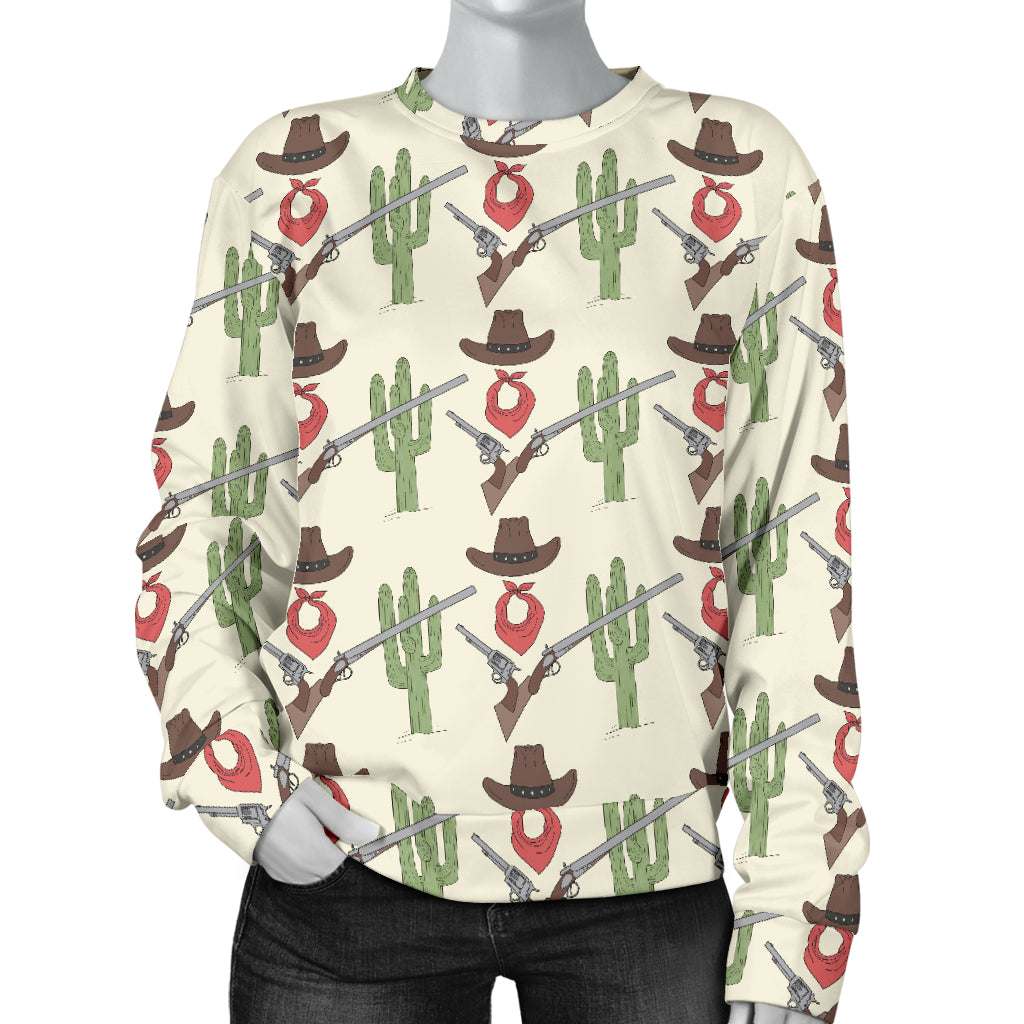 Western Cowboy Print Women Long Sleeve Sweatshirt