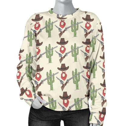 Western Cowboy Print Women Long Sleeve Sweatshirt