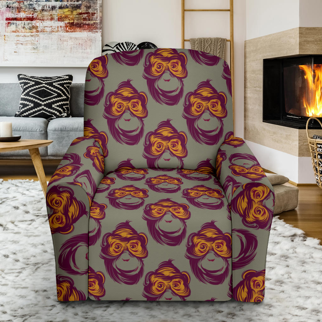 Chimpanzee Pattern Print Design 02 Recliner Slipcover with Pocket
