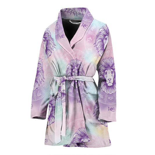 Leo Pattern Print Design 03 Women Bathrobe