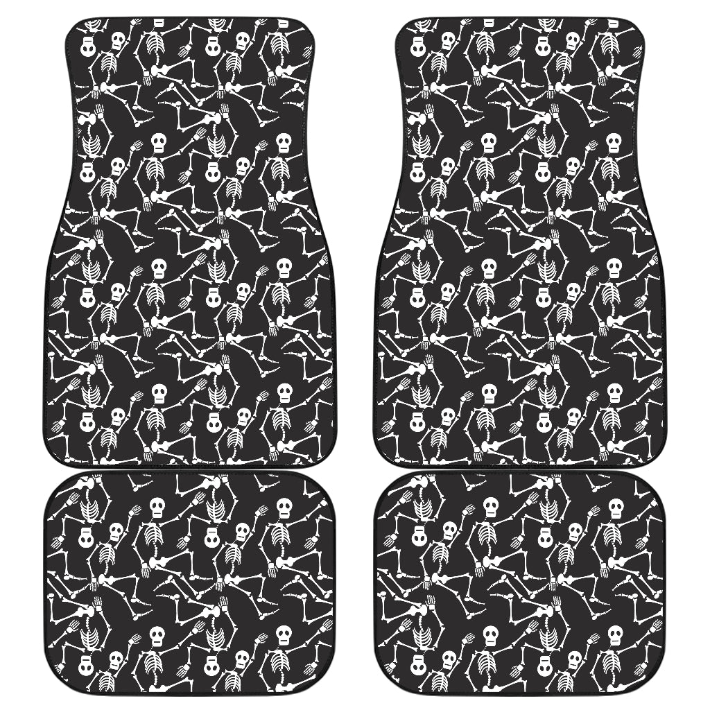 Skeleton Themed Print Car Floor Mats Front Back