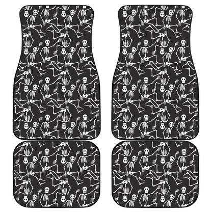 Skeleton Themed Print Car Floor Mats Front Back