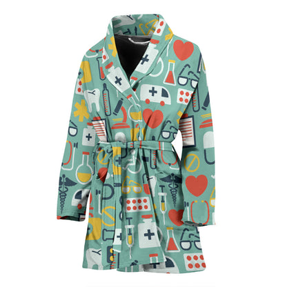 Medical Pattern Print Design 02 Women Bathrobe