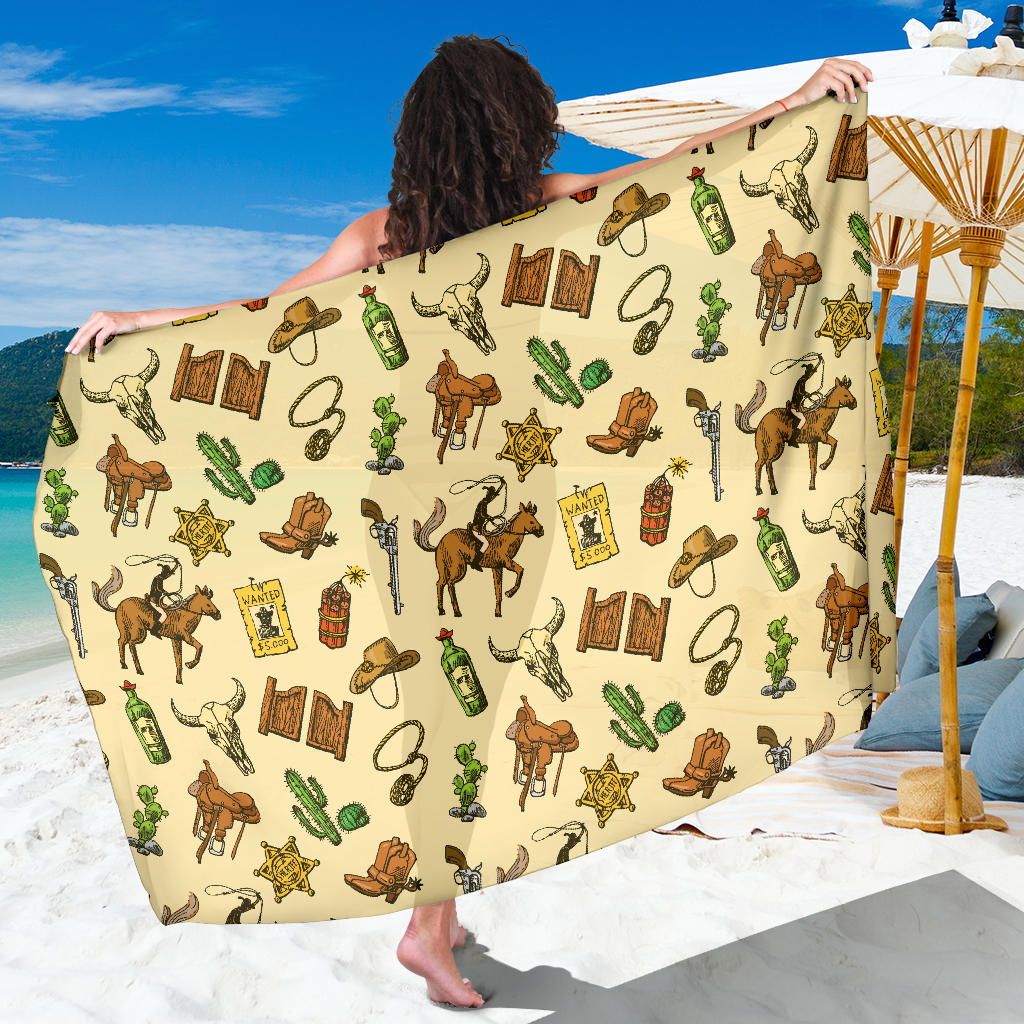 Cowboy Pattern Print Design 04 Sarong Pareo Wrap