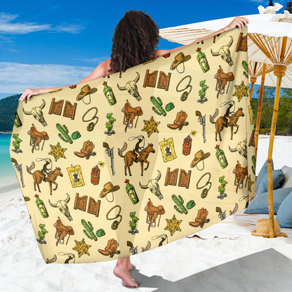 Cowboy Pattern Print Design 04 Sarong Pareo Wrap