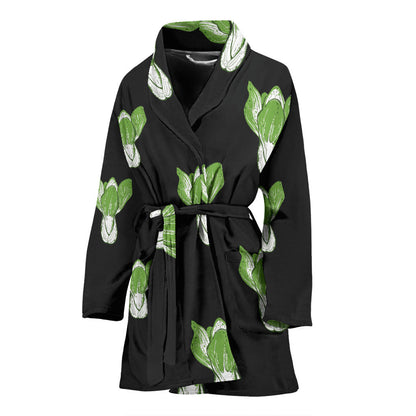 Kale Pattern Print Design 02 Women Bathrobe
