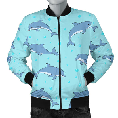 Dolphin Baby Cute Print Pattern Men Bomber Jacket