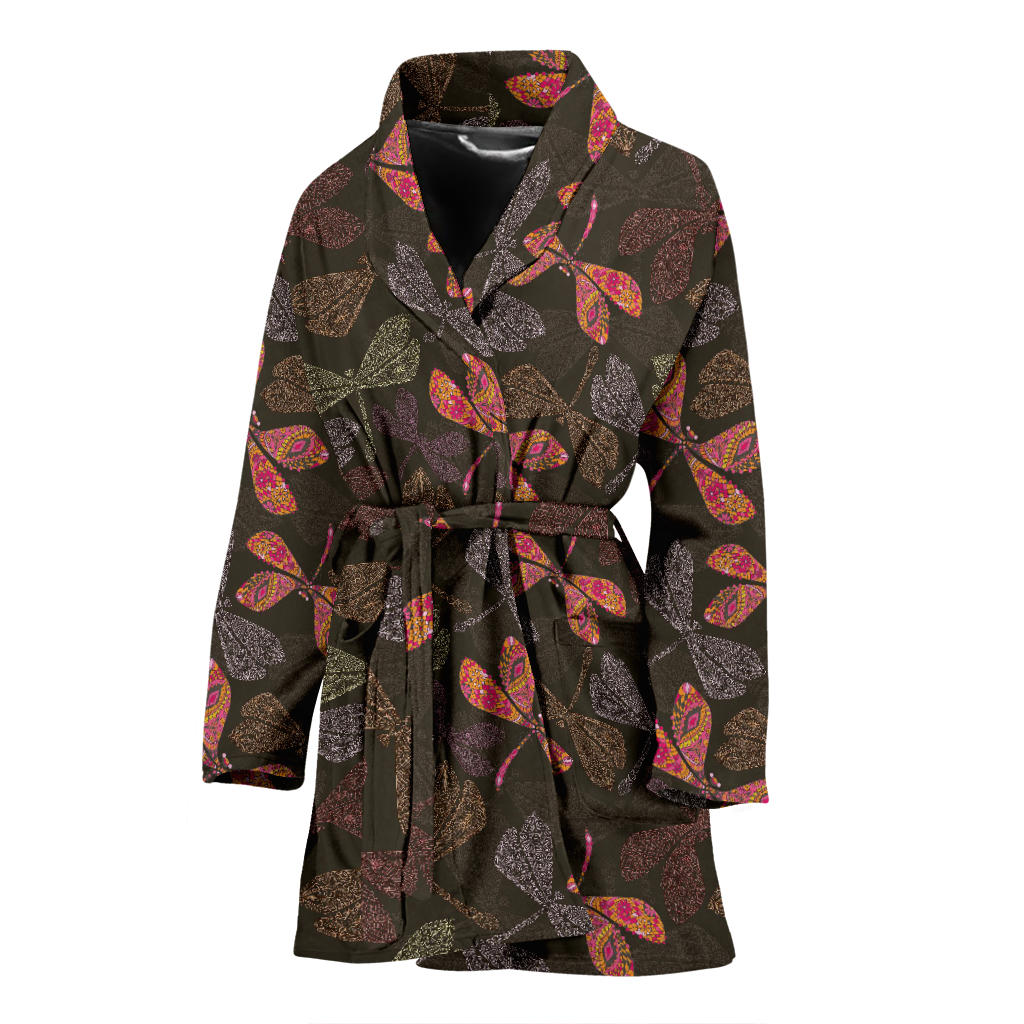 Dragonfly Pattern Print Design 02 Women Bathrobe