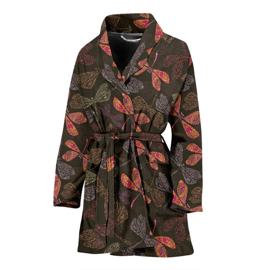 Dragonfly Pattern Print Design 02 Women Bathrobe