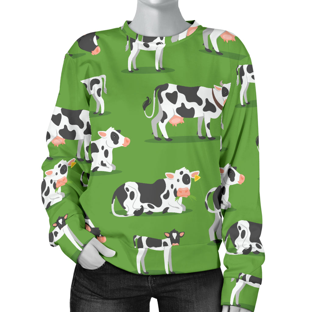 Cow Happy Print Pattern Women Long Sleeve Sweatshirt