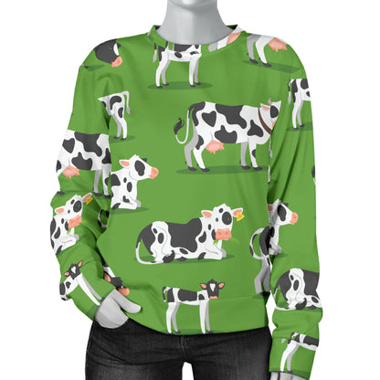 Cow Happy Print Pattern Women Long Sleeve Sweatshirt