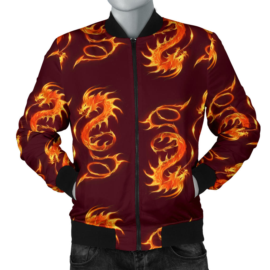 Dragons Fire Design Men Bomber Jacket