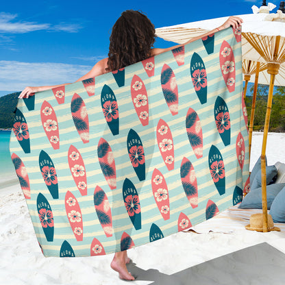 Aloha Hawaii Surfboard Pattern Print Design 02 Sarong Pareo Wrap