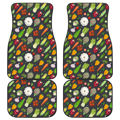 Vegan Pattern Themed Design Print Car Floor Mats Front Back
