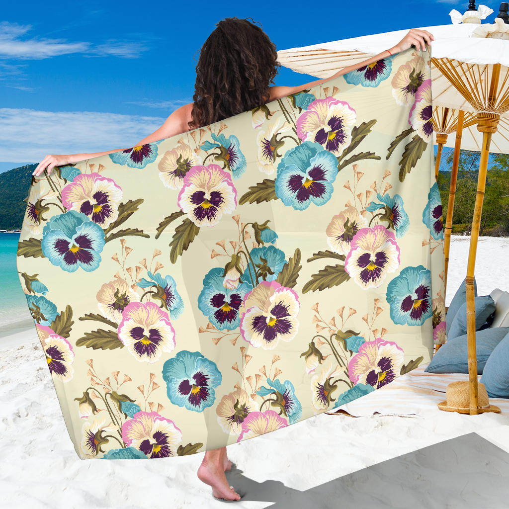 Pansy Pattern Print Design A02 Sarong Pareo Wrap