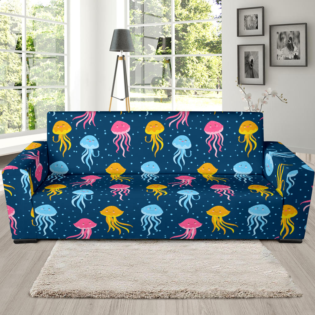 Jellyfish Pattern Print Design 04 Sofa Slipcover