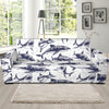 Great White Shark Pattern Print Design 02 Sofa Slipcover