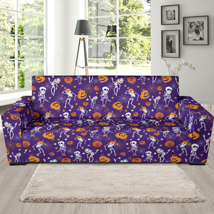 Skeleton Halloween Dance Print Design LKS304 Sofa Slipcover