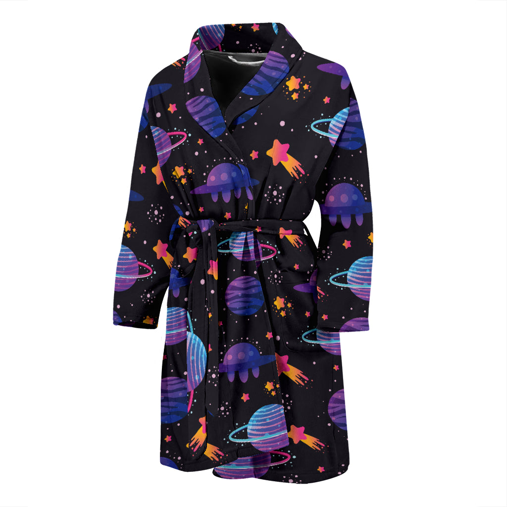 UFO Star Galaxy Print Design LKS308 Men Bathrobe