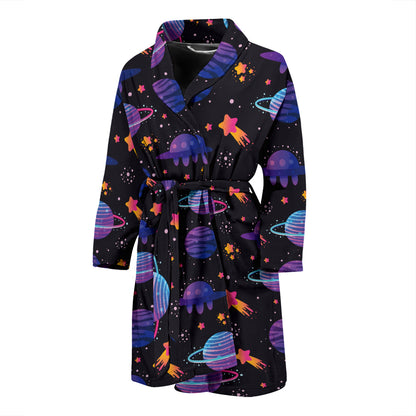 UFO Star Galaxy Print Design LKS308 Men Bathrobe