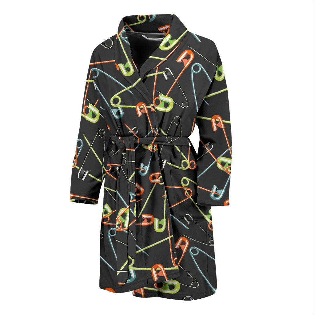 Safety Pin Print Design LKS301 Men Bathrobe