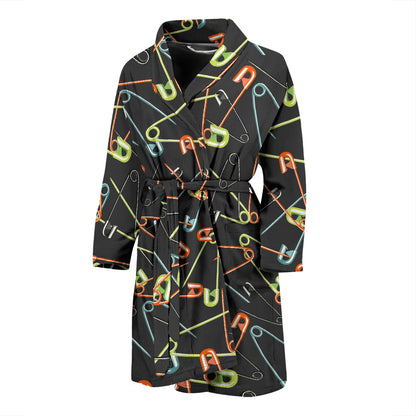 Safety Pin Print Design LKS301 Men Bathrobe
