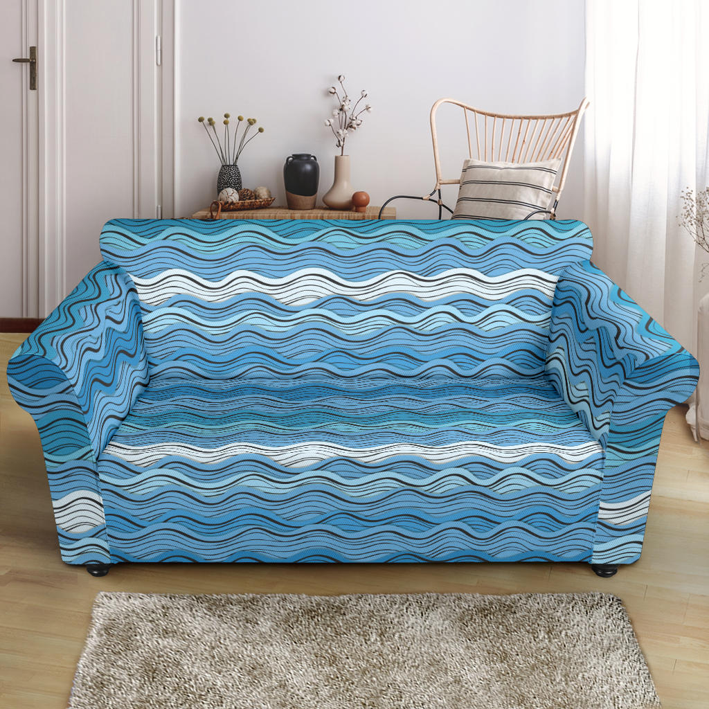 Wave Print Design LKS301 Loveseat Couch Slipcover
