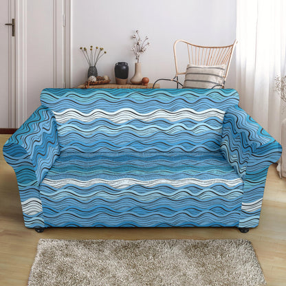 Wave Print Design LKS301 Loveseat Couch Slipcover
