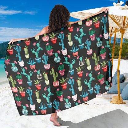 Cactus Pattern Print Design 02 Sarong Pareo Wrap
