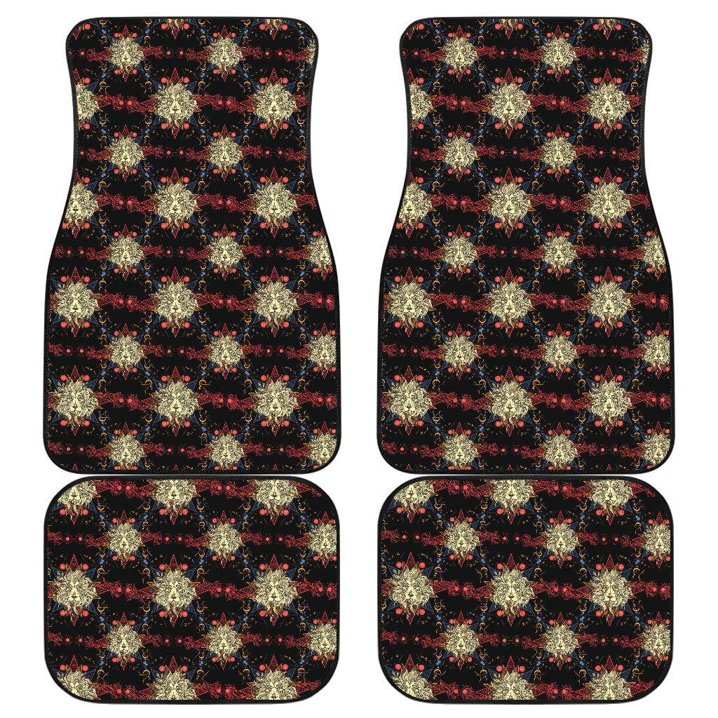 Zodiac Leo Pattern Design Print Car Floor Mats Front Back