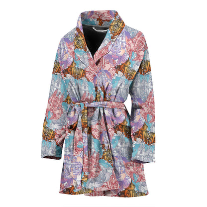 Christian Pattern Print Design 03 Women Bathrobe