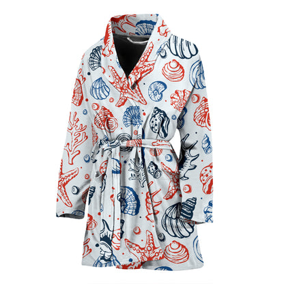 Seashell Print Design LKS307 Women Bathrobe
