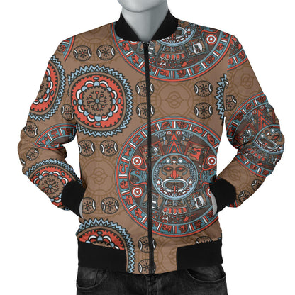 Calendar Aztec Design Print Pattern Men Bomber Jacket
