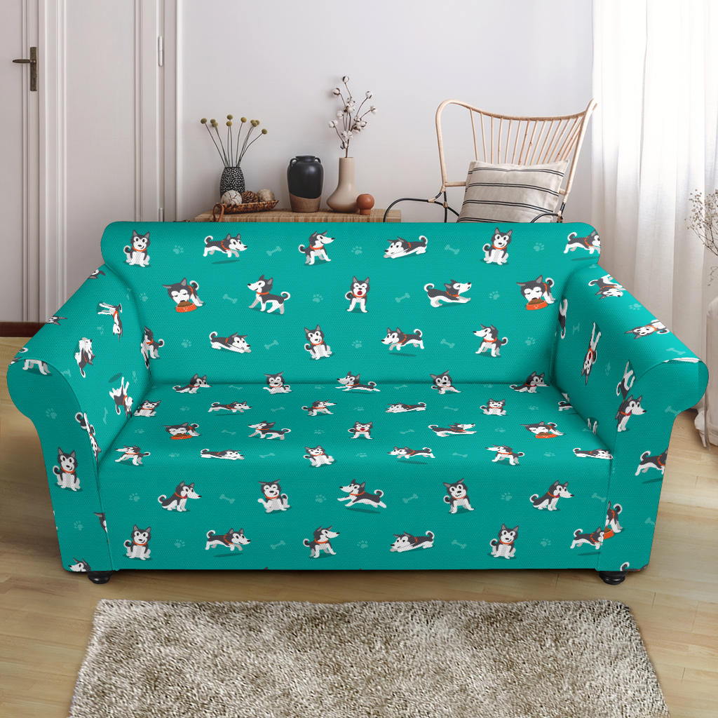 Siberian Huskies Print Design LKS303 Loveseat Couch Slipcover