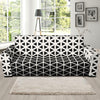 Geometric Black White Pattern Print Design 03 Sofa Slipcover