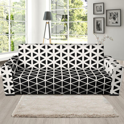 Geometric Black White Pattern Print Design 03 Sofa Slipcover