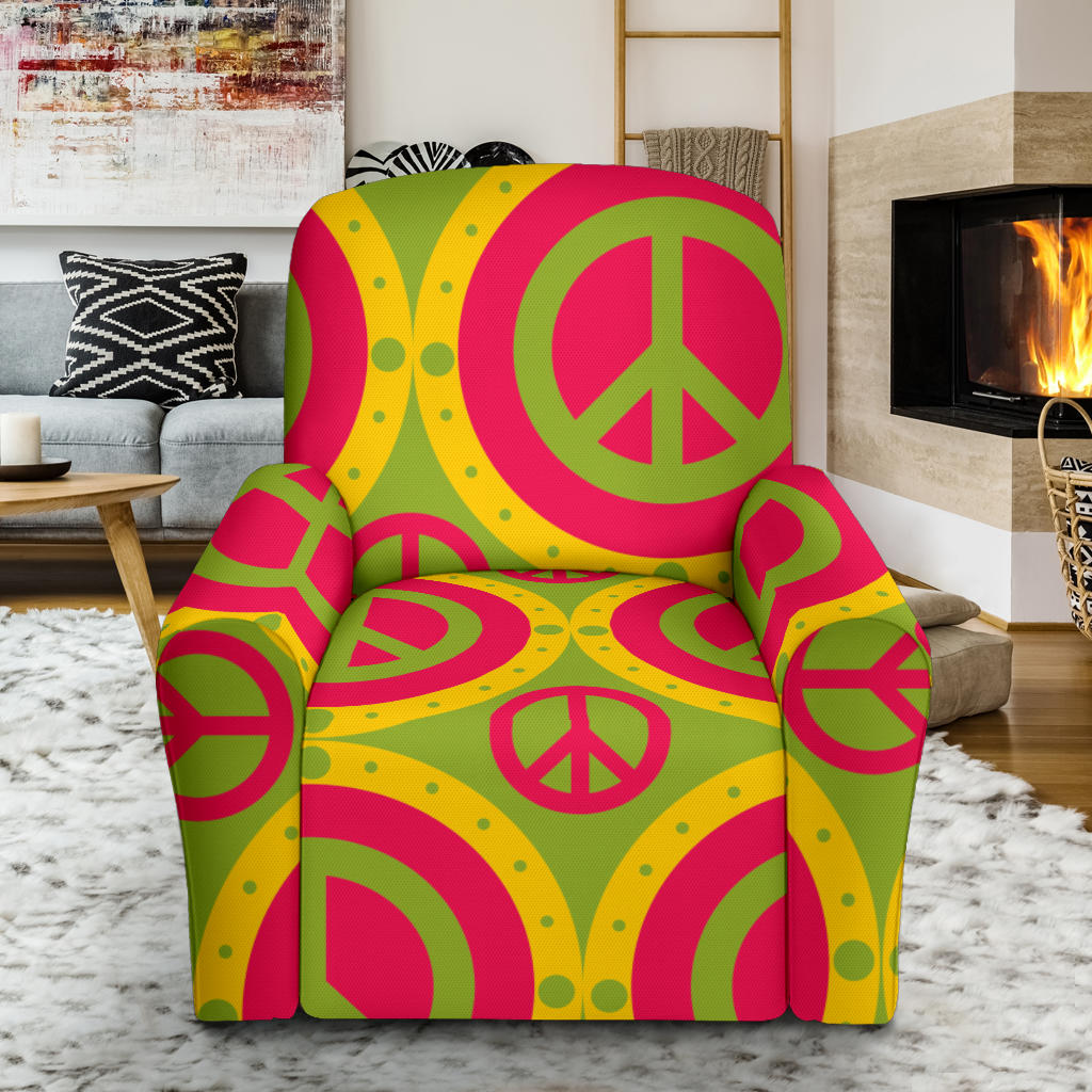 Peace Sign Pattern Print Design A01 Recliner Slipcover with Pocket