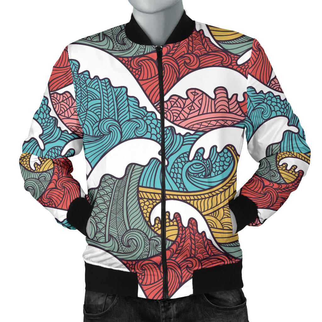 Tribal Wave Pattern Print Men Bomber Jacket