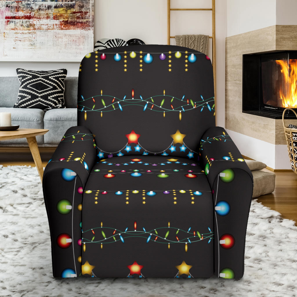 Christmas Light Pattern Print Design 01 Recliner Slipcover with Pocket