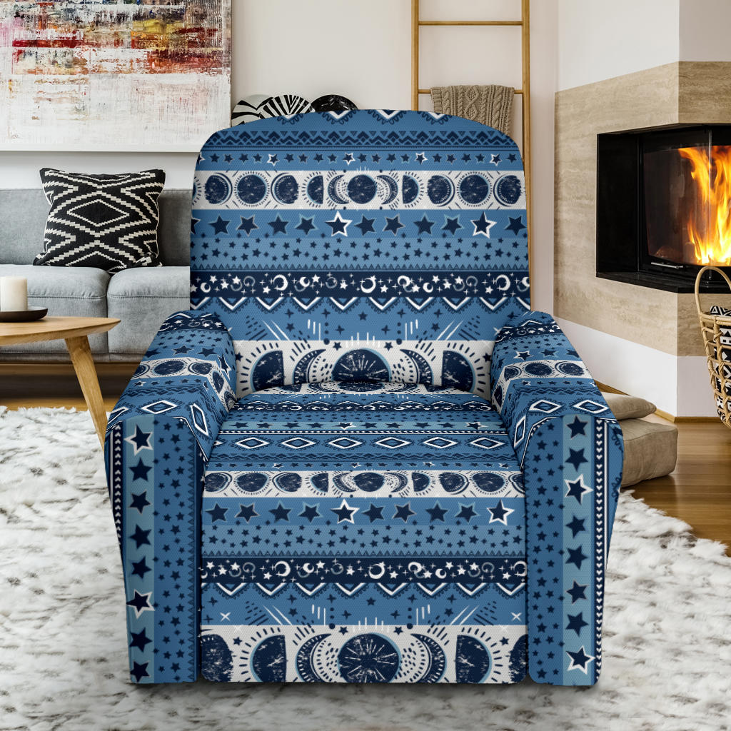 Sun Moon Pattern Print Design LKS306 Recliner Slipcover with Pocket