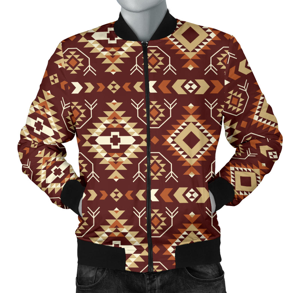Navajo Native Color Print Pattern Men Bomber Jacket